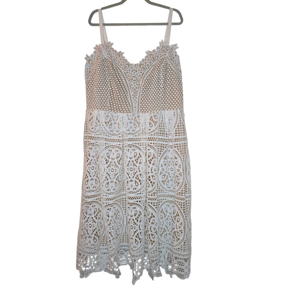 City Chic Fancy Free Dress Ivory White Crochet Lace Midi - Bridal, Boho,,